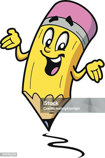 Happy Pencil Guy Stock Illustration - Download Image Now - Pencil, Cartoon,  Characters - iStock
