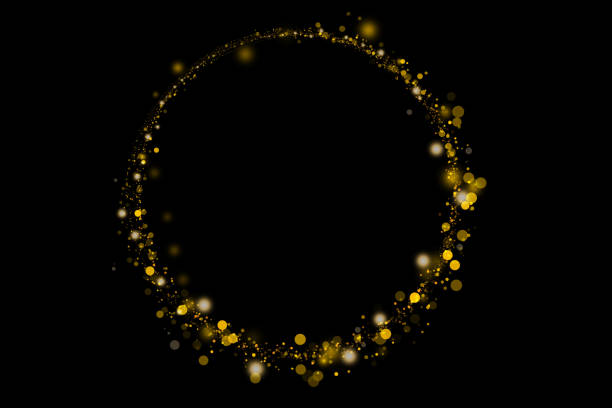 istock Round frame of gold sparkles and glitter on black background. 1497965248
