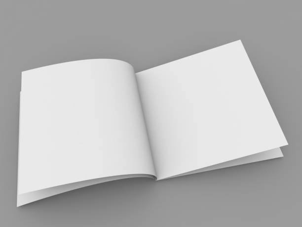 istock White open magazine mockup on gray background. 1497966641