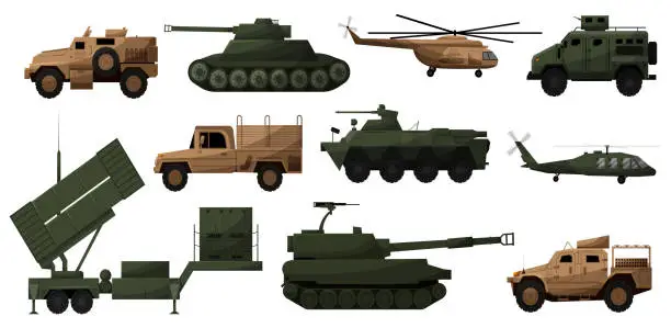 Vector illustration of Military production set