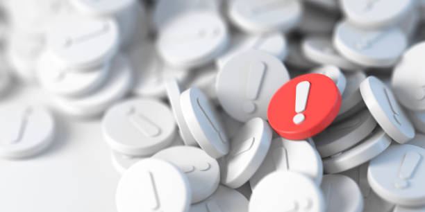 istock Red exclamation mark on a background of white signs 1497975141