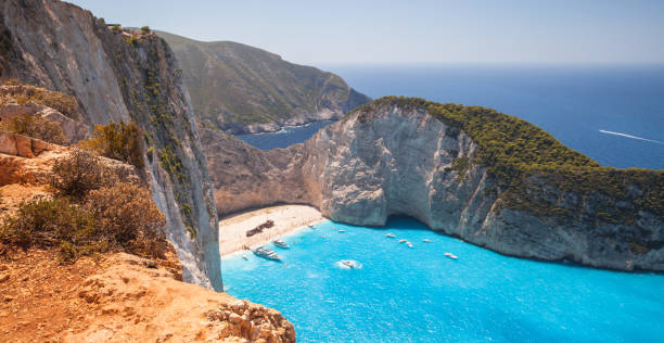 istock Panoramic landscape of Ship Wreck beach, Navagio bay. Zakynthos 1497975783