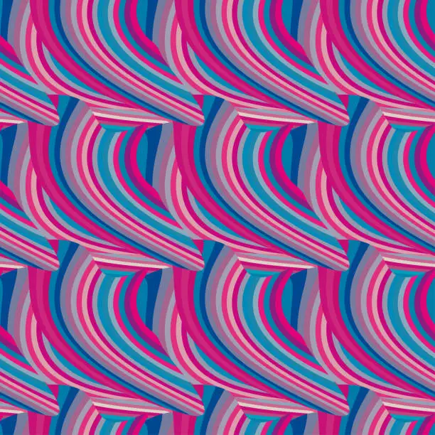Vector illustration of Abstract seamless pattern with curved stripes. Vector background