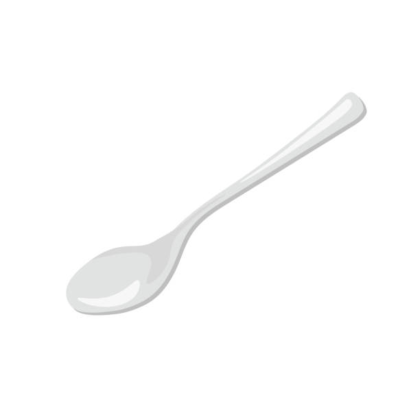 金属製の空の銀のスプーン。 - teaspoon tablespoon silver spoon点のイラスト素材／クリップアート素材／マンガ素材／アイコン素材