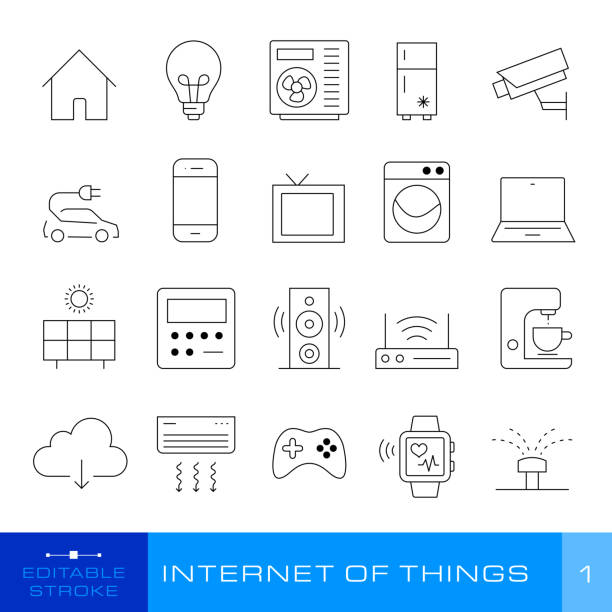 Set of icons - Internet of Things (20 icons). Set #1. vector art illustration