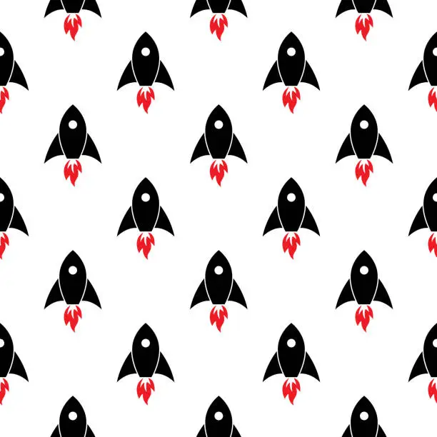 Vector illustration of Black Rockets Seamless Pattern Seamless Pattern