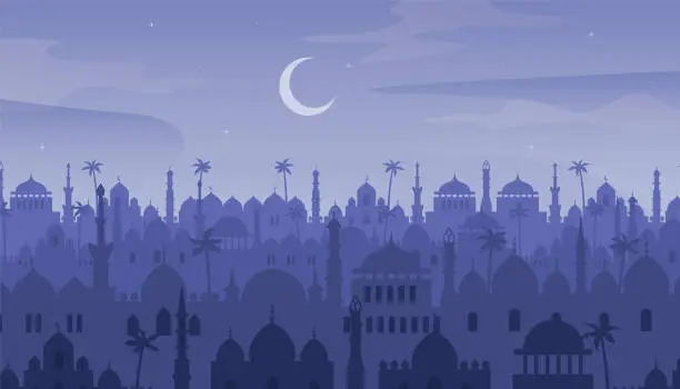 Vector illustration of Night Arabian cityscape