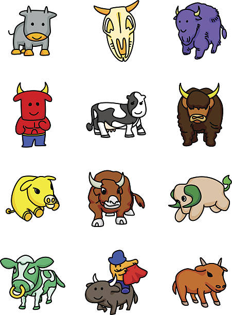 Ox Mascots vector art illustration