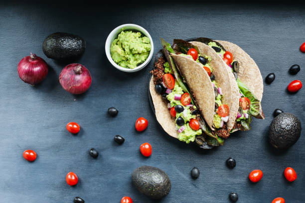 istock Vegan Soft Shell Taco Sandwich Wraps for Lunch 1498002135