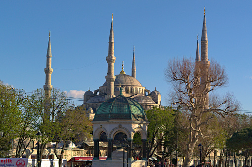 German Fountain and the Blue Mosque in Istanbul, Turkey