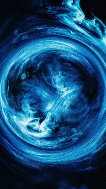 istock Vapor swirl round frame paint water blue circle 1498011351