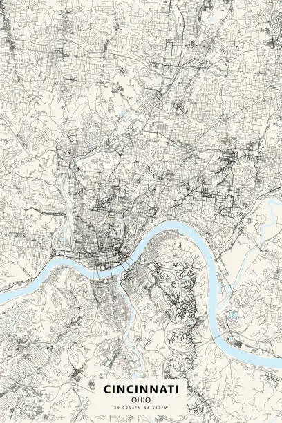 Vector illustration of Cincinnati, Ohio, USA Vector Map