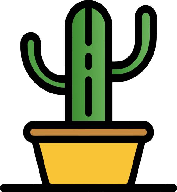 ilustraciones, imágenes clip art, dibujos animados e iconos de stock de icono de cactus cartoon sobre fondo blanco - abstract backgrounds botany cactus