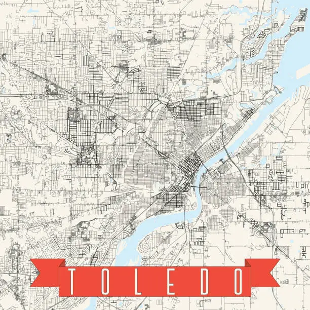 Vector illustration of Toledo, Ohio, USA Vector Map