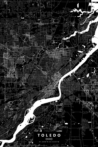 Poster Style Topographic / Road map of City, Country. Map data is public domain via census.gov. All maps are layered and easy to edit. Roads are editable stroke.