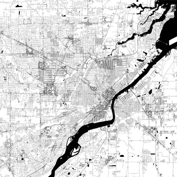 Vector illustration of Toledo, Ohio, USA Vector Map