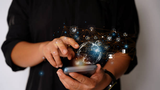 istock Businessman using smart mobile phone, global internet connection technology business and digital marketing, finance and banking, digital link technology, big data. 1498027747