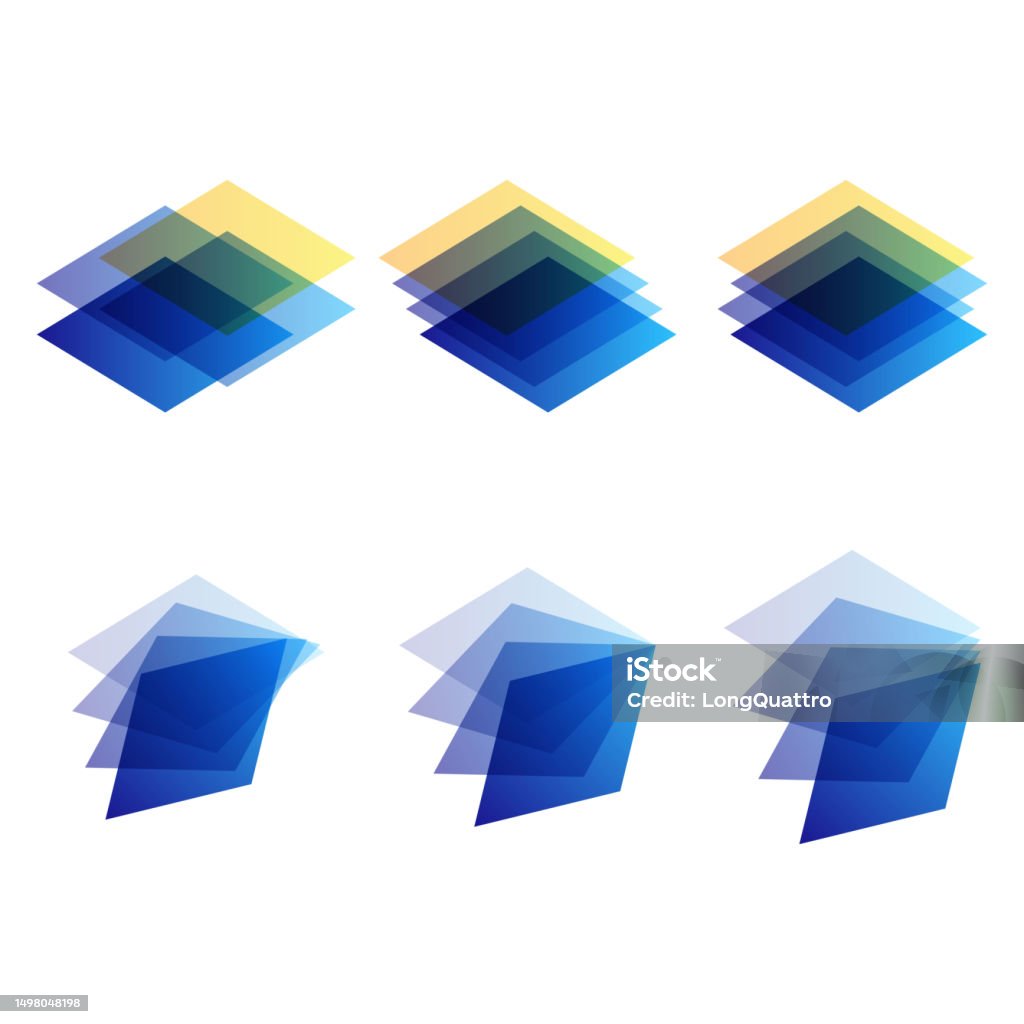 Stackable Shapes Graphics Layered Paper Transparent Stacks Set Stock Illustration - Download ...