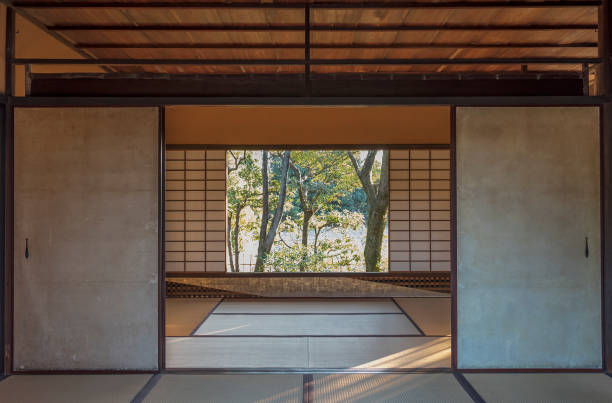 桂の伝統的な日本家屋の内部、嵐山、京都、日本