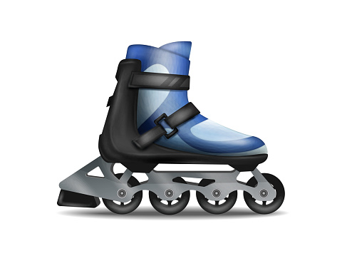 3d realistic vector icon. Roller skates isolated on white background.