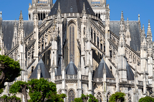 Back of Famous cathedral Sainte-Croix, Orléans, France