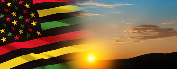 istock Alternative Juneteenth Flag with sunrise or sunset. Since 1865. Banner. 1498055374