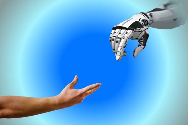 istock Human And Robot hand Wallpaper, Robotic hand 1498056756