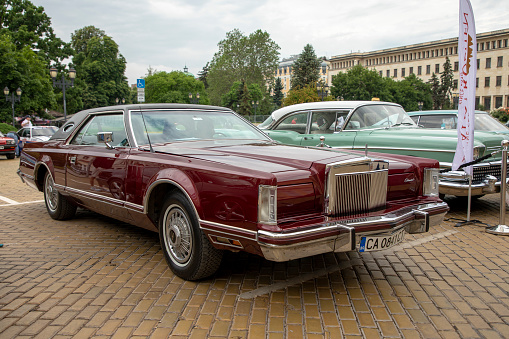 Sofia, Bulgaria - June 10, 2023: Retro parade old vintage or vintage car or car, retro retro car Lincoln Continental Mark V