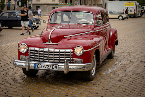 Sofia, Bulgaria - June 10, 2023: Retro parade old vintage or vintage car or car, retro retro car Dodge Kingsway Special DeLuxe 4-door Sedan D25 1946 - 1948