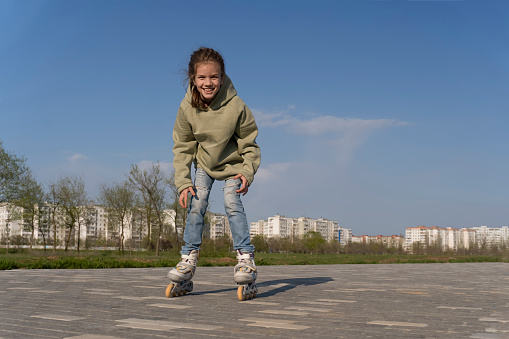 Pair of inline skates isolated on white background.