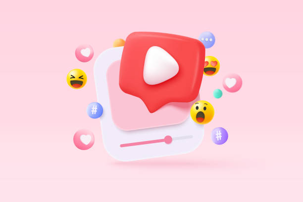 istock 3d social media with live streaming and emotion on browser in blue background. Social media online playing video for make money passive income concept. 3d live entertainment vector render illustration 1498065055
