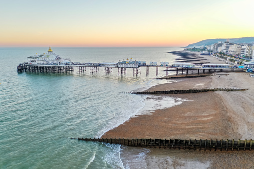 Aerial view of Eastbourne English Channel coast town East Sussex England Europe