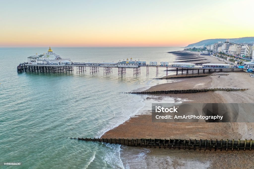 Eastbourne  East Sussex  England Aerial view of Eastbourne English Channel coast town East Sussex England Europe Eastbourne Stock Photo