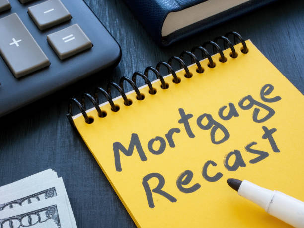 istock Open notepad with mortgage recast handwritten inscription. 1498067697