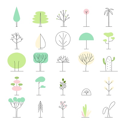 Tree Minimal Vector Simple Trees Minimal Nature Forest Or Park Minimalism Style Line Plants ...