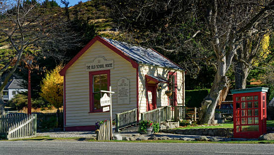Cardrona, Otago / Aotearoa / New Zealand - May 13, 2021: the old school house.
