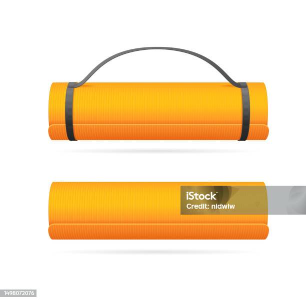 Exercise Mat Visual Yoga Time Concept With Realistic 3d Detailed Orange Rolled Exercise Mat ...