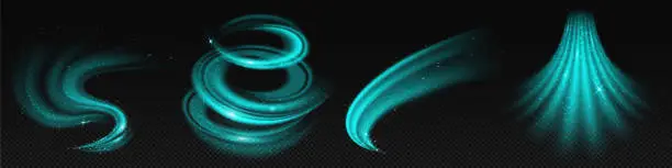 Vector illustration of Turquoise air wind flow effect, magic fresh swirl
