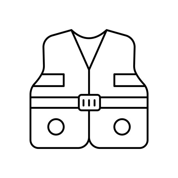 구명 조끼 쉽게 편집하거나 수정할 수 있는 벡터 아이콘 윤곽선 - life jacket isolated safety jacket stock illustrations