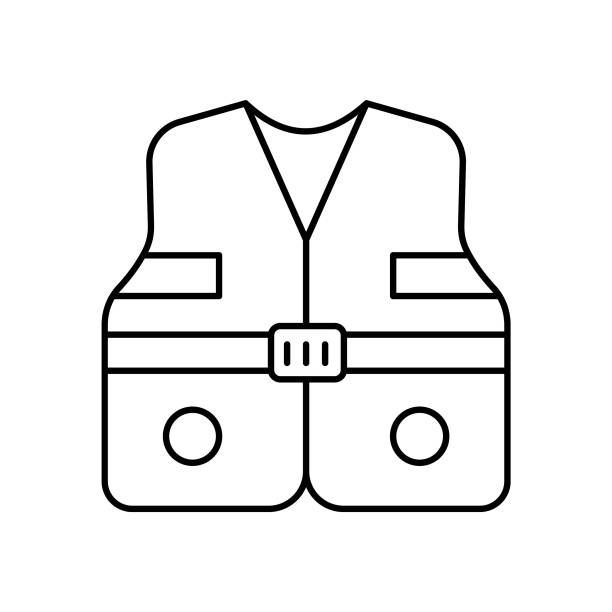 ilustrações, clipart, desenhos animados e ícones de ícone de vetor de contorno de colete salva-vidas que pode ser facilmente editado ou modificado - life jacket equipment safety jacket