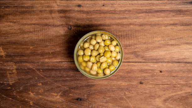 istock Canned food top view photo, Cans with pull-out ring, metal packaging. 1498073934