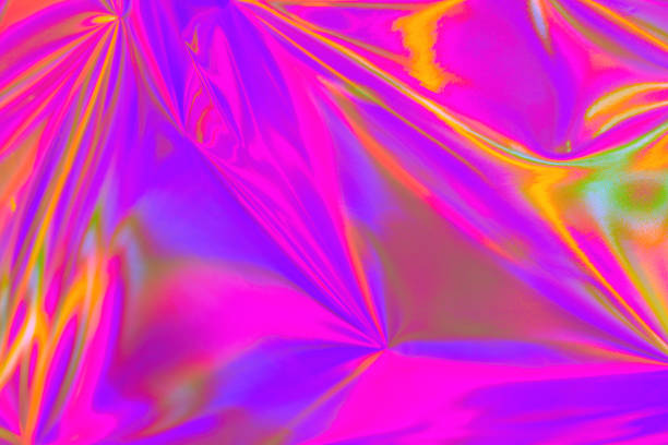 istock Abstract neon holographic metallic foil background in 80s, 90s style 1498074941