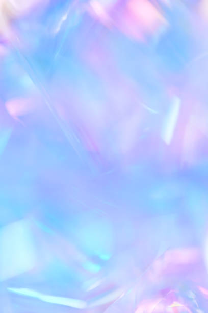 blurred pastel blue, purple, lavender, mint holographic metallic foil background - ethereal imagens e fotografias de stock