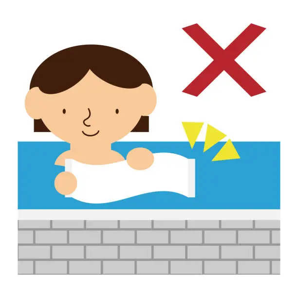 Vector illustration of Image illustration of no towels in the bathtub at the public bath