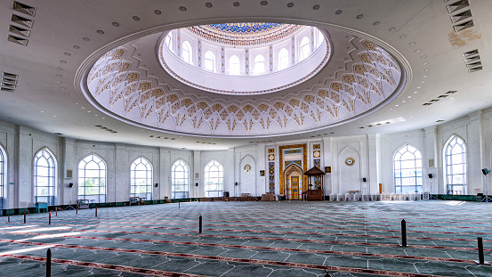 The interior of the minor mosque in Tashkent. Uzbekistan.
