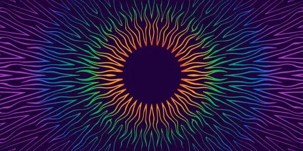 Vector illustration of Fiery Sun with flame sunbeams