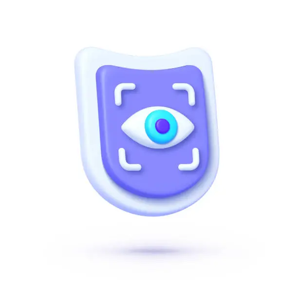 Vector illustration of Eye scan 3d on white background. Icon design. Data technology. Eye business concept. 3d vector illustration