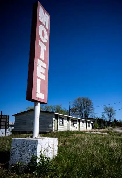 Photo of Old motel in ruins along Route 66.