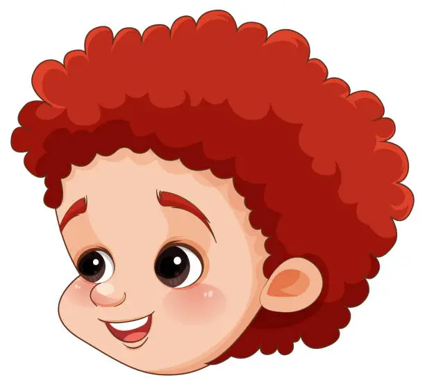 Vector illustration of Red-Haired Cute Boy Face Vector