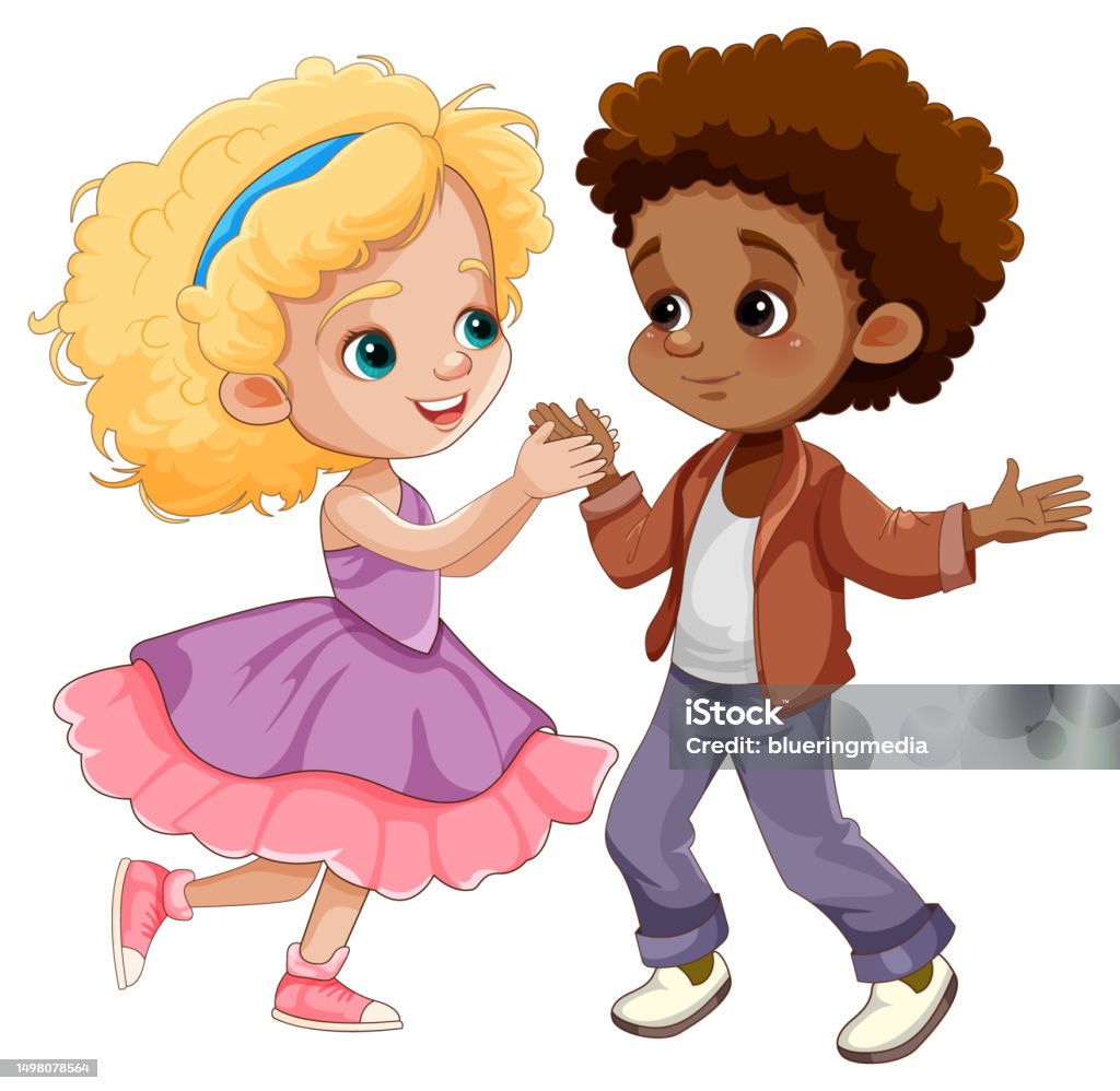 Differnet Races Dancing Together Kids Different Races Dancing Together Stock Illustration - Download ...